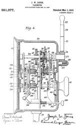 951077
                              Taximeter, Joseph W Jones, App:
                              1907-12-16, Pub: 1910-03-01