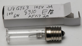 UV Lamp UVGTL3 10.5 V
              0.3A 259 nm